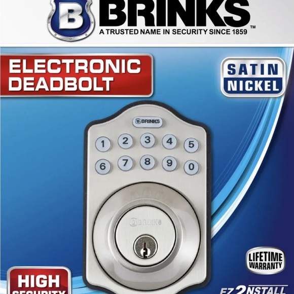 Brinks Electronic Deadbolt Door Lock Satin Nickel Easy Install NIB - Picture 1 of 5